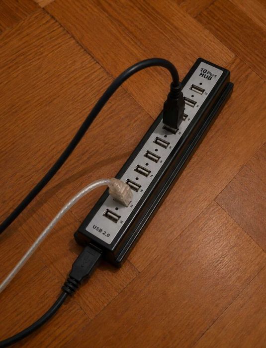 Usb хаб розгалужувач на 10 портів з блоком живлення usb 2.0