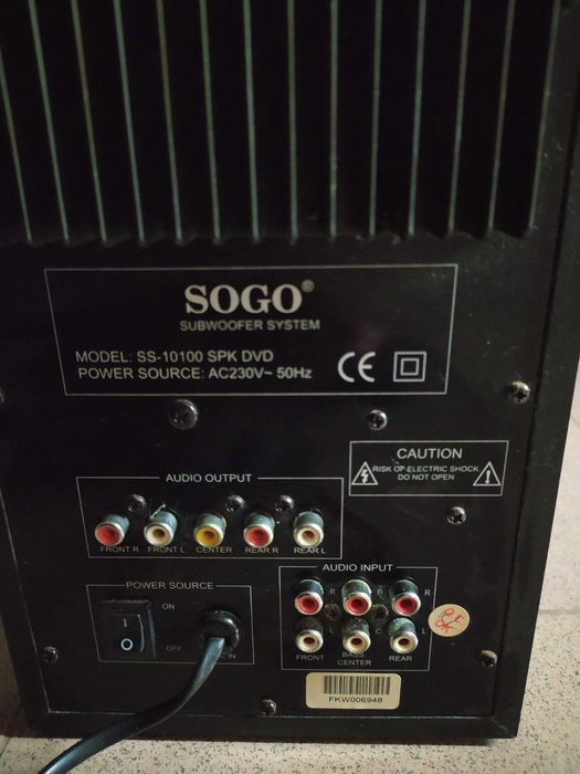 Colunas + Subwoofer p/Home Cinema SOGO