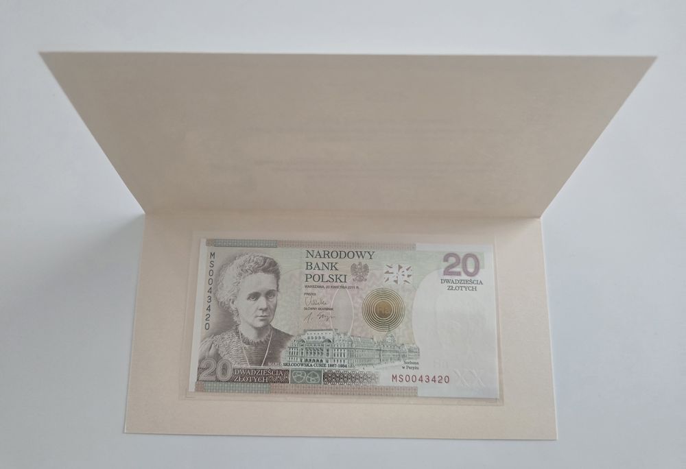 Banknot kolekcjonerski 20zł Maria Skłodowska-Curie