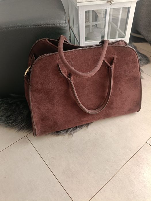 Duża torba shopper bag brązowa zamszowa jesienna Atmosphere