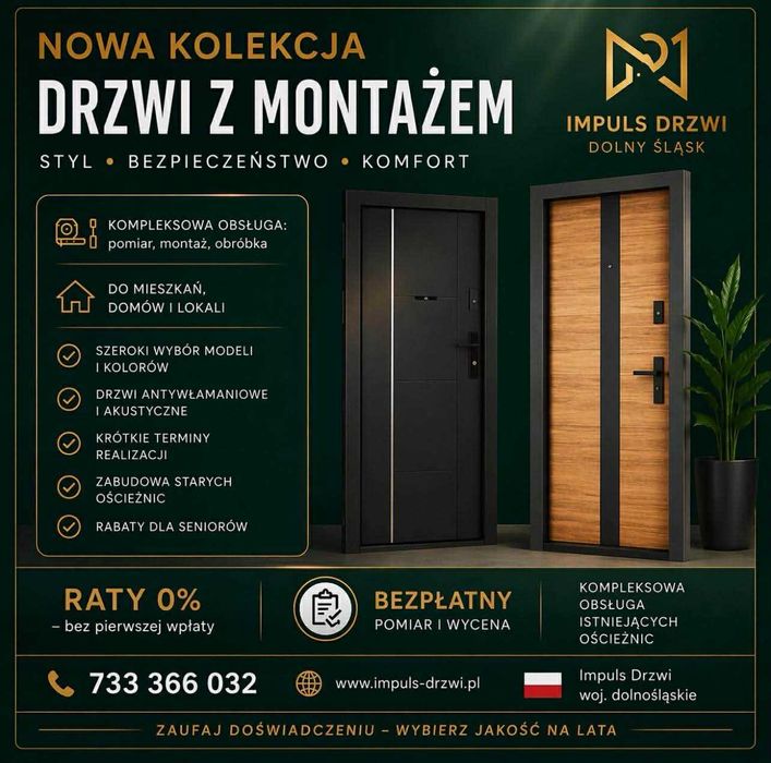 Drzwi Wejściowe ZEWNĘTRZNE/ WEWNĘTRZNE z Montażem - Szybkie terminy