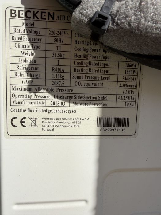 AC Becken 18000BTU (SEM GÁS)