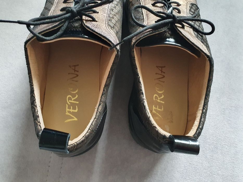 Buty oksfordy brązowe czarne 37 Verona skórzane Nowe