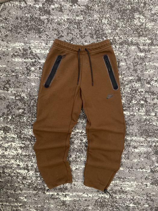 Штани коричневі Nike tech fleece pants Brown на утяжках С розмір