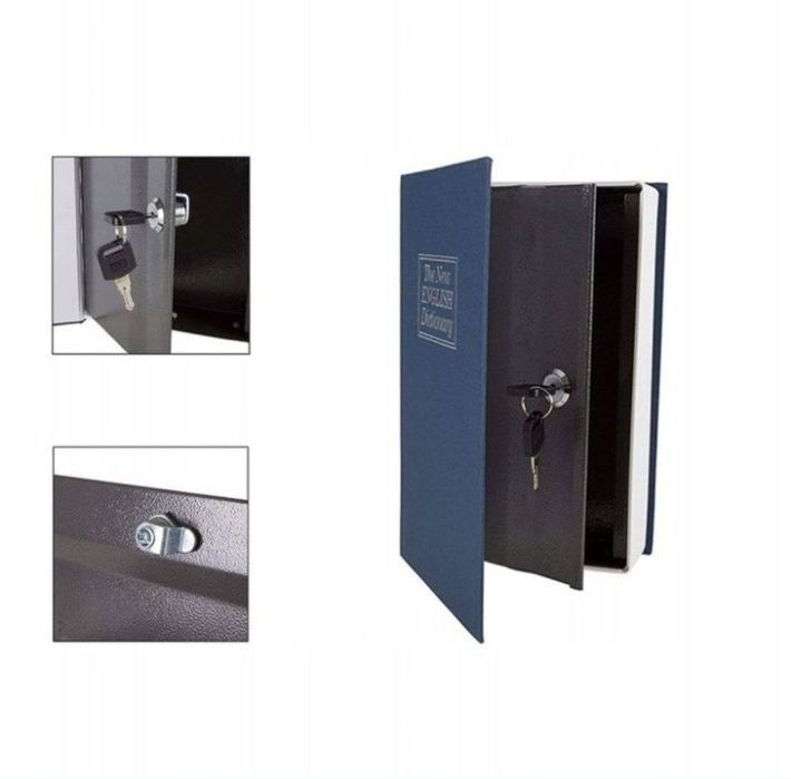 Nowy Sejf Metalowa Kasetka Książka NA PIENIĄDZE + KLUCZ