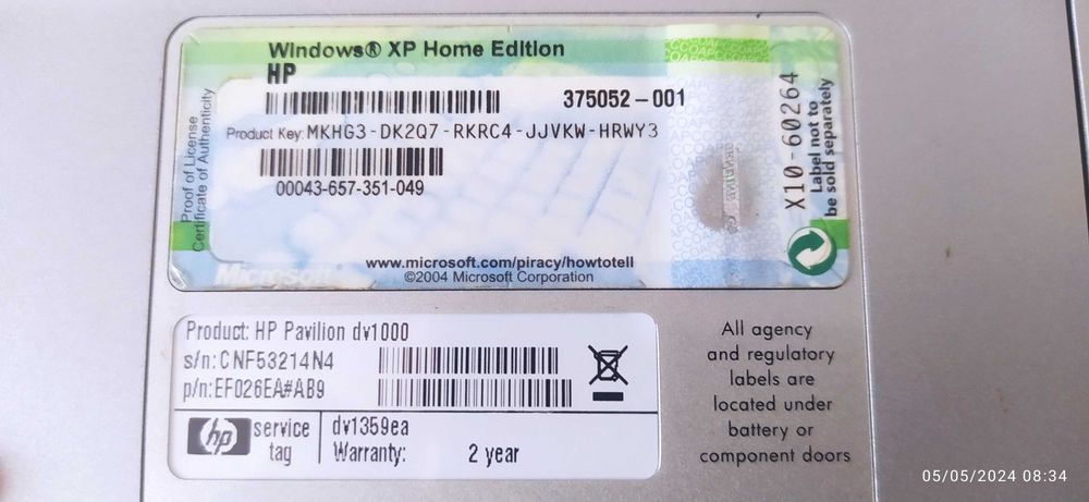 HP Pavilion DV1000 for parts64586420424449124