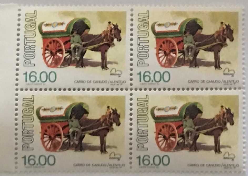 Quadra de selos novos de 16$00 - Carros populares Portugueses - 1979