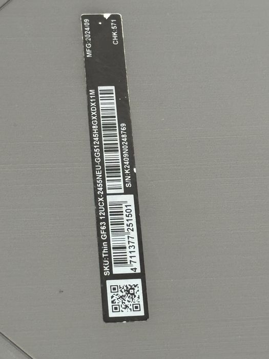 Ноутбук Msi thin gf63