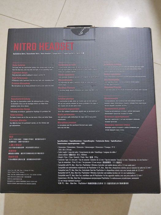 Headset Acer Nitro Gaming Preto e Vermelho