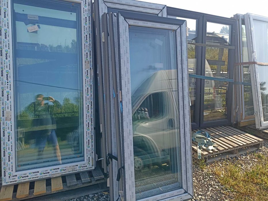 Okno pcv balkonowe 80/200 antracyt