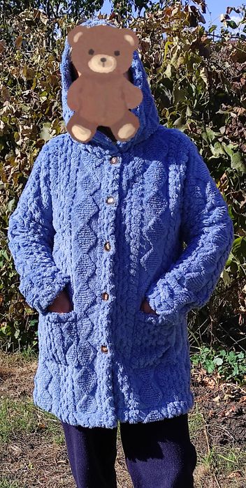 Плюшевый длинный кардиган