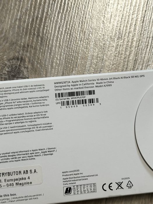 Apple watch 10 series 46mm jak nowy zapas folii etuipaski 100% baterii