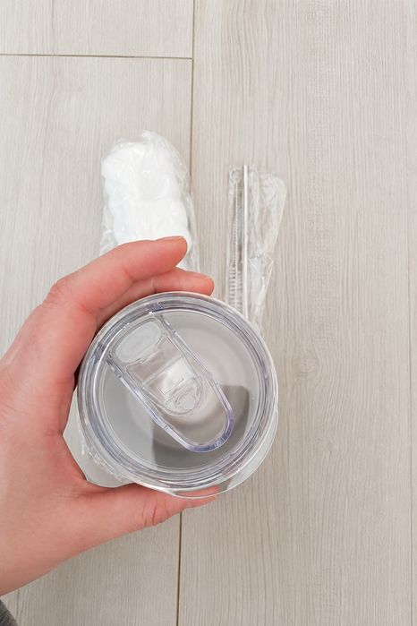 Kubek termiczny Livole 12 oz czarny + słomka + szczoteczka NOWY