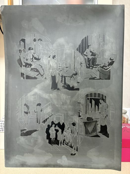 Conjunto de 4 antigas chapas de impressào - consultório de dentista