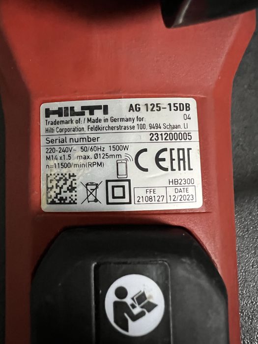 Мережева болгарка Hilti AG 125-15DB (1500W)