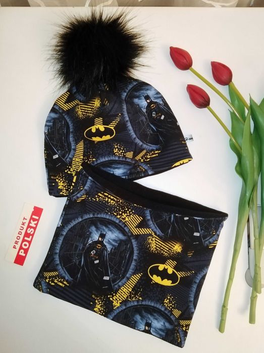 Czapka z pomponem + komin - komplet zimowy - Miki - Batman -Psi patrol