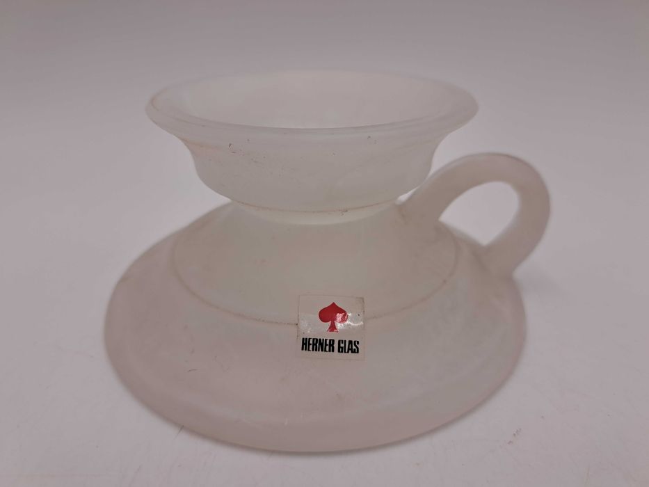 Szklany biały mleczny świecznik Herner Glas t-light