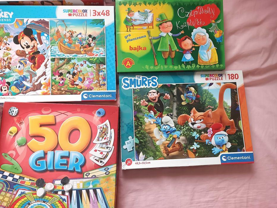 Zestaw puzzli, gier,, polecam, używane, ładne