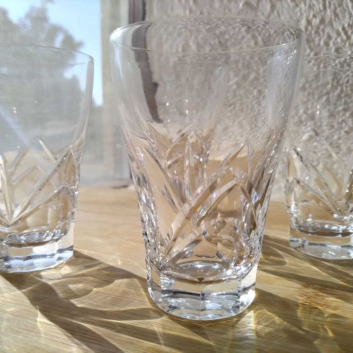 Conjunto de 4 Copos Antigos de Aguardente / Shot em Cristal – Raros