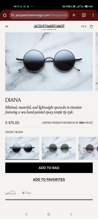 Óculos JacquesMarieMage Diana gold