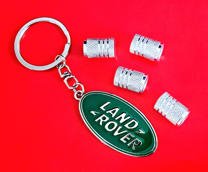 ** NOWY Breloczek LAND ROVER brelok do kluczy kluczyka + Nakrętki na wentyle srebrne komplet tuning