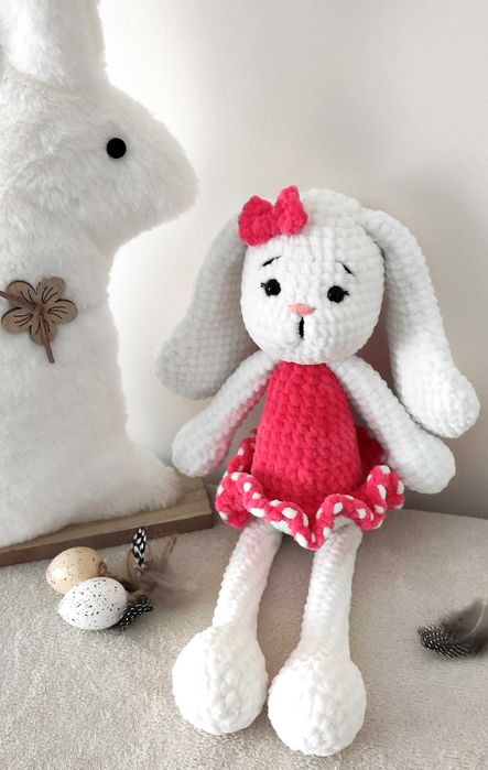 Króliczek na szydełku, maskotka, przytulanka, HANDMADE