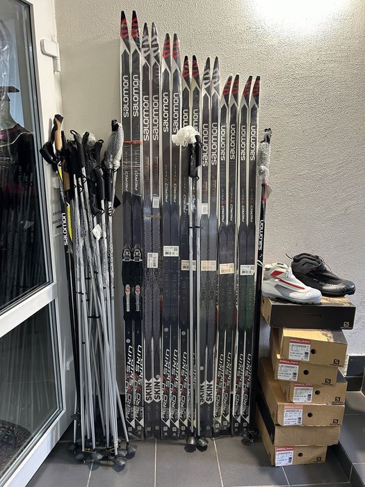 Лижі бігові/беговые лыжи Salomon aero 7skin, кріплення, палки nnn, sns