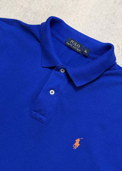 Оригінальний Ralph Lauren синя чоловіча поло в ідеальному стані розмір XL