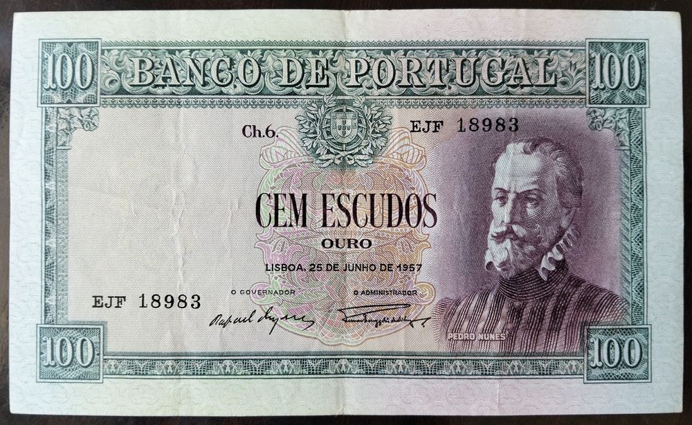 Lote 2 Notas 100$ 1957 Pedro Nunes Estado Belas