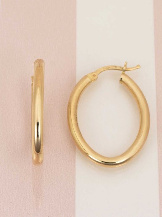 Złote kolczyki owalne kółka duże 585, kolczyki złoto 585