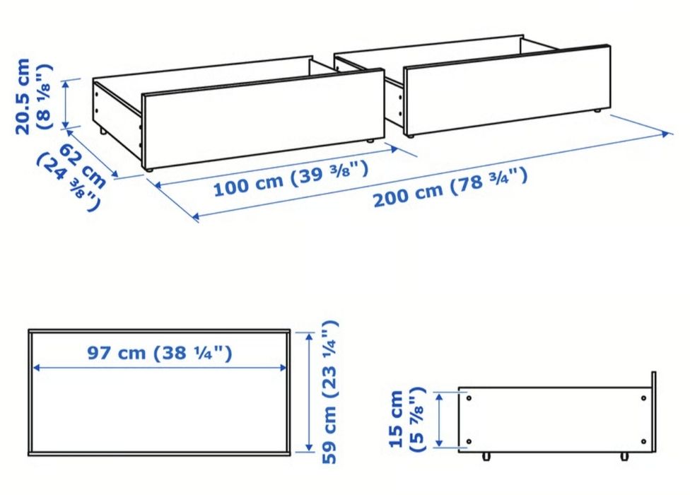 Caixas de arrumação - cama malm Ikea