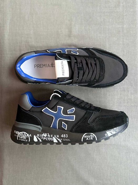 Кросівки Premiata Mick Black Blue | кроси Преміата Мік орного кольору замшеві