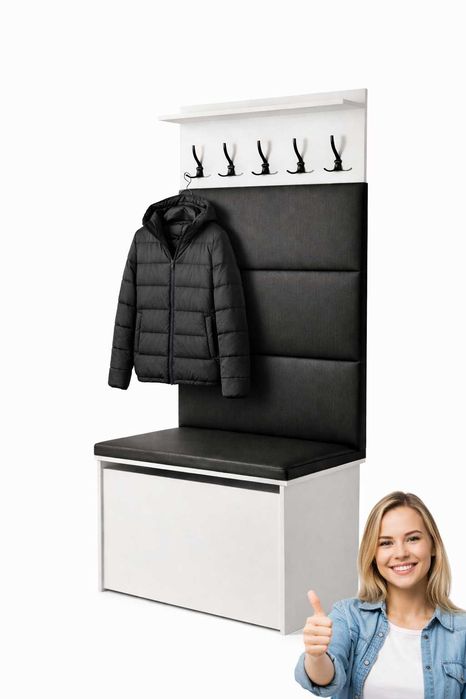 Meble do przedpokoju z siedziskiem i wieszakami