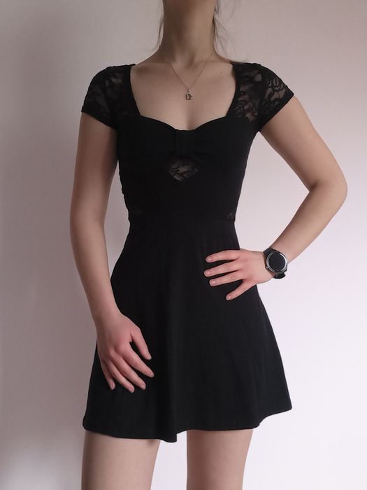 Czarna sukienka damska koronkowa rozmiar XS 34 mała czarna sylwester i