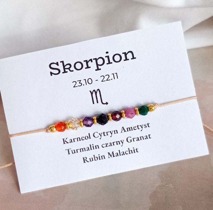 Bransoletka kamienie naturalne minerały znak zodiaku SKORPION
