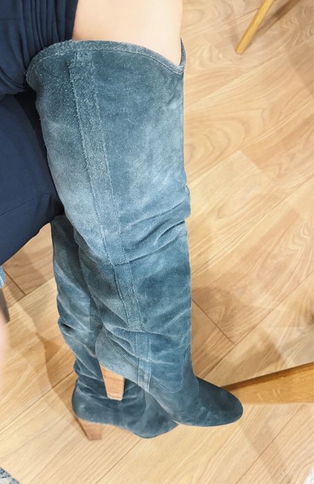 Сапоги замшеві Zara сірі 39 розмір