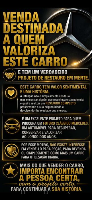 Mercedes 220D. Para restauro. Oportunidade