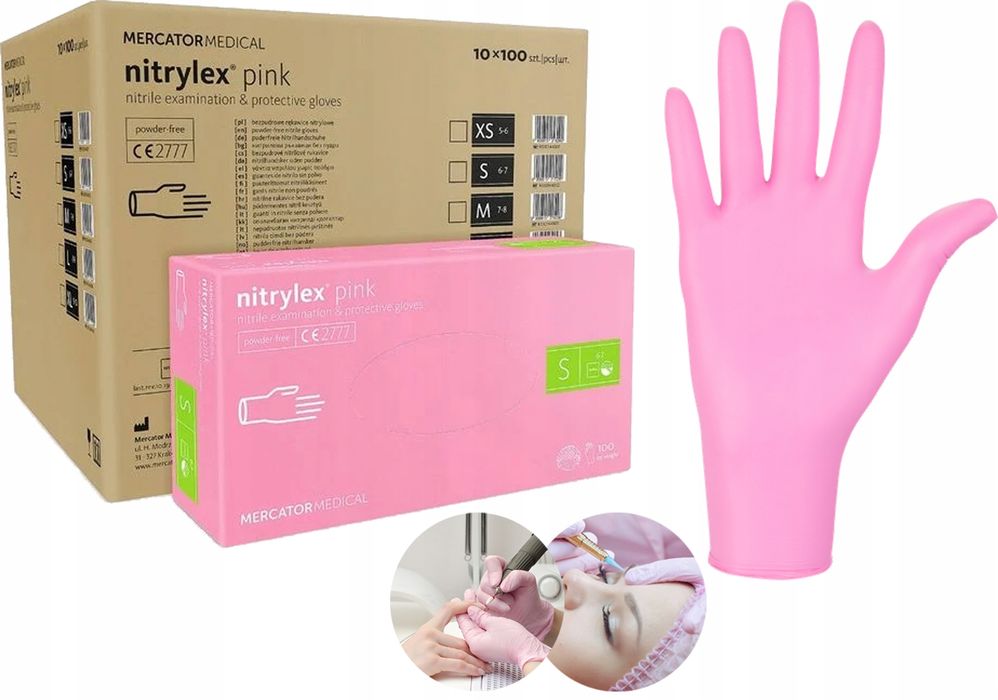 Rękawice nitrylowe 100 szt. 7-s nitrylex pink - 10 szt.