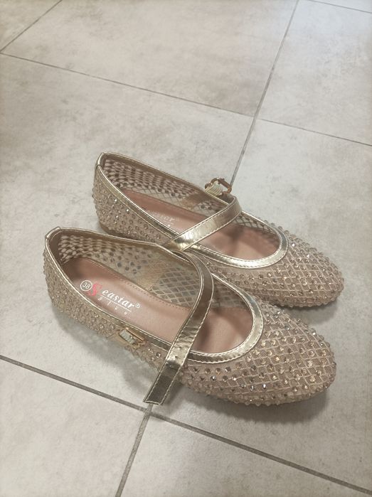 Baleriny złote z cyrkoniami śliczne !!!