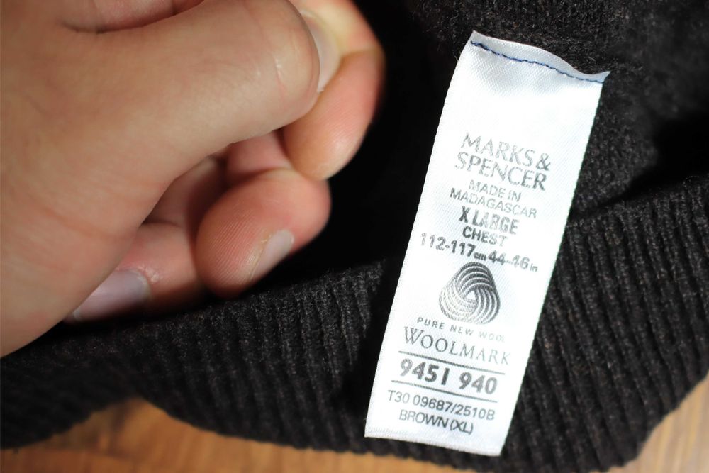 Sweter Blue Harbour r. XL szary męski dekolt V wełniany
