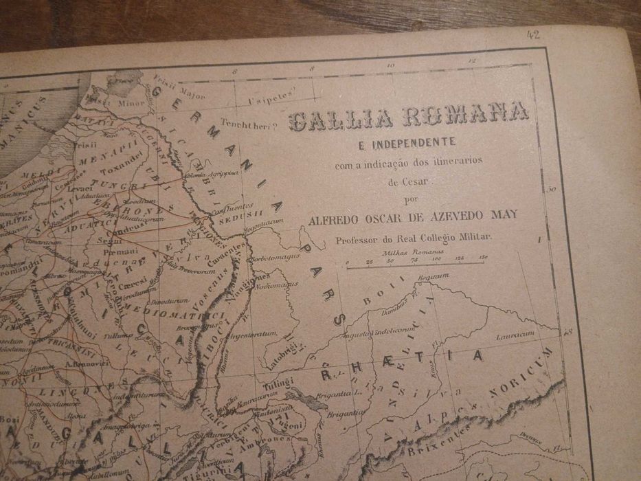 Mapa Gallia Romana e Independente (Final do Séc. XIX, Início Séc XX.)
