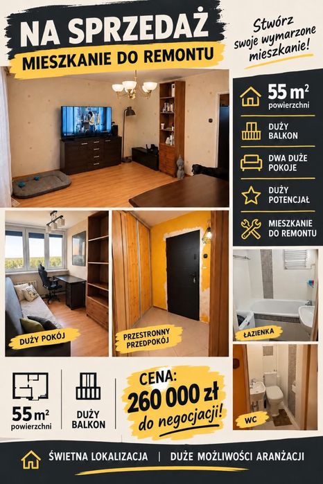 Mieszkanie na sprzedaż, 2 pokoje, 55 m², Polkowice