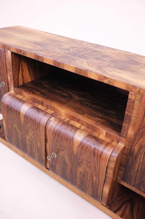 ART DECO, mała komoda, barek, RTV retro, vintage, orzech, renowacja