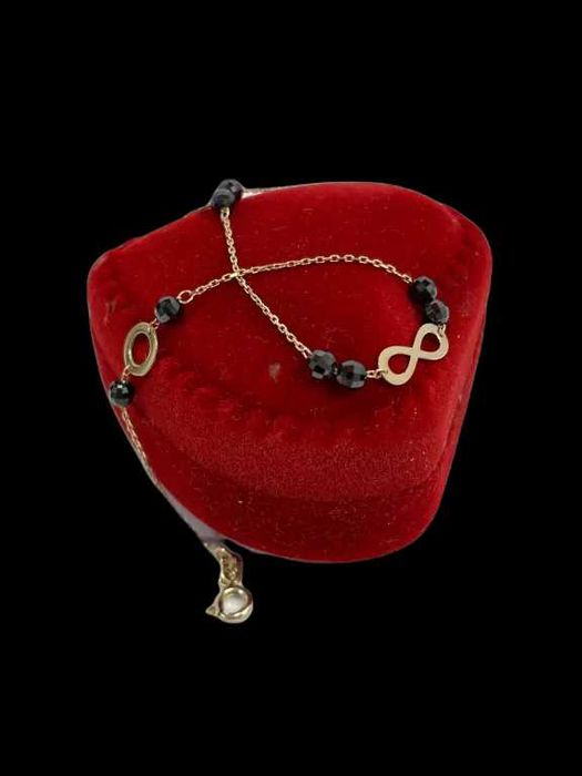 Nowa Złota Bransoletka Z CZARNĄ CYRKONIĄ P333 20C