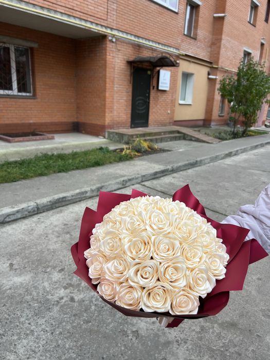 Букет троянд з атласної стрічки 37шт ( Букет Роз )