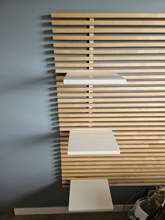Dwa zagłowki IKEA MANDAL zagłówek 240 cm brzoza + 6 półek – lite drewno