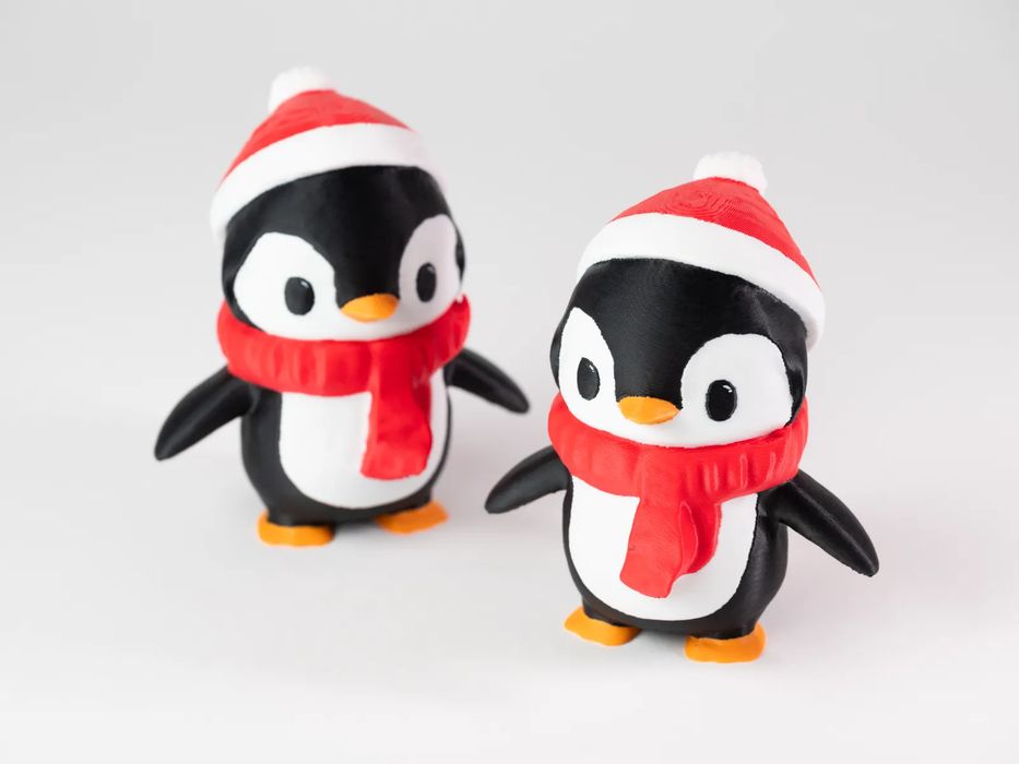 Pinguim Fofo com Cachecol e Gorro