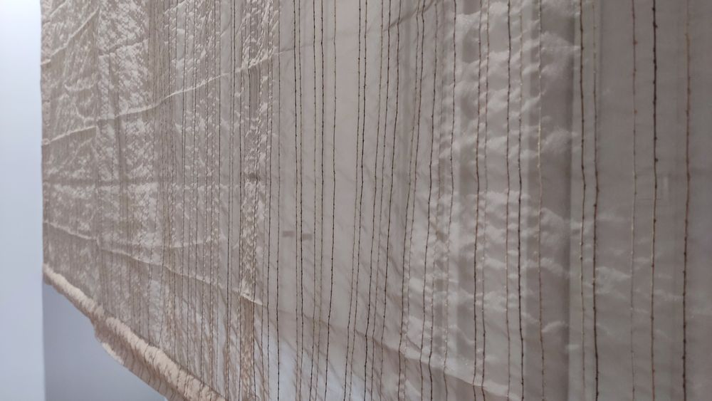 Cortinas organza estore + portiers seda selvagem com varão metal