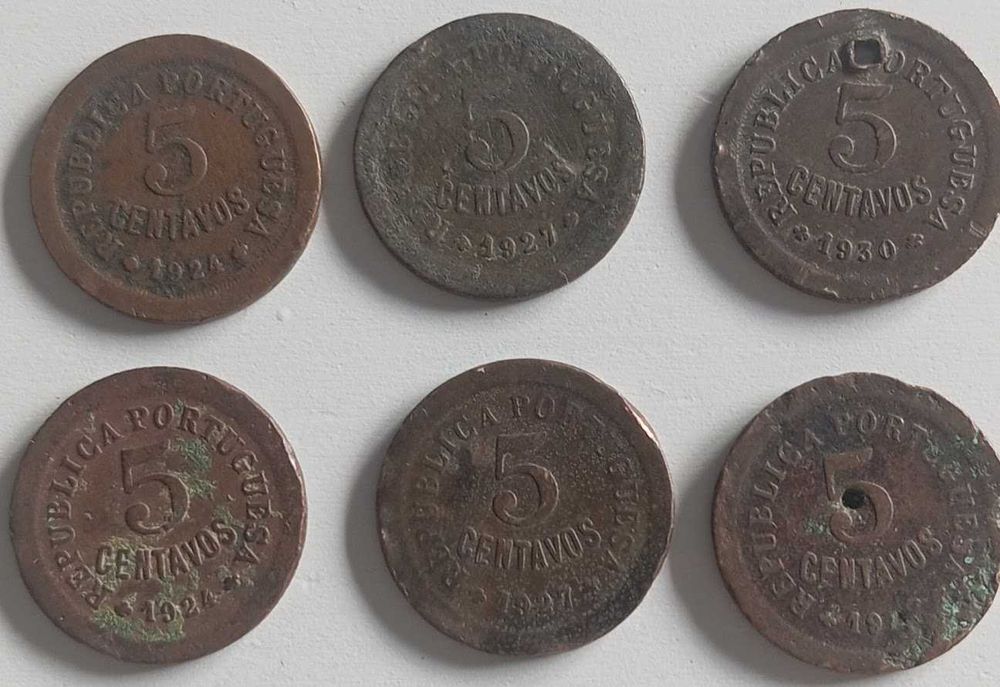 Lote de Moedas de 5 centavos CABO VERDE - 6 unidades