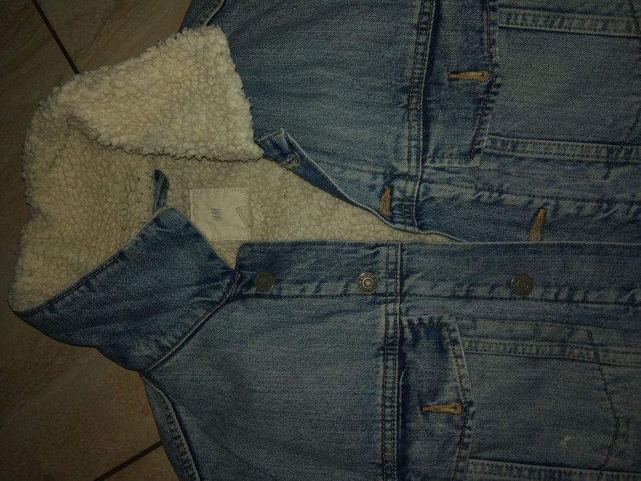 Kurtka jeansowa niebieska z kożuszkiem XL